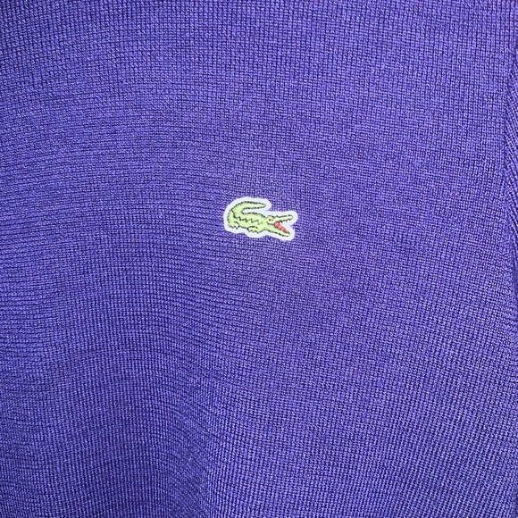 VTG Lacoste Men's Navy Sweater with Red and White Stripes EUC - Picture 3 of 5